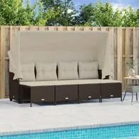 Set Divano da Giardino 5 pz con Cuscini Marrone in Polyrattan 3261540