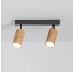 Brilagi - Faretto SELE 2xGU10/30W/230V nero/decorazioni in rovere