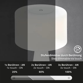 Briloner 7420016 - LED Lampada da tavolo touch ricaricabile e dimmerabile LED/4W/5V 3000K bianco