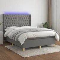 Letto a Molle Materasso e LED Grigio Scuro 140x200cm in Tessuto 3139118