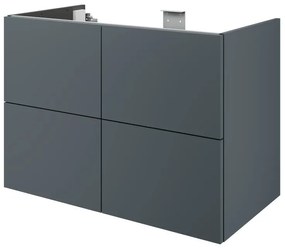 Mobile da bagno sotto lavabo SENSEA Neo grigio laccato lucido L 90 x H 64 x P 48 cm 4 cassetti, lavabo non incluso