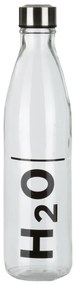 Bottiglia acqua vetro 1 L scritta nera H20 Aqualuxe