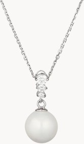 Collana in argento con ciondolo in oro bianco e zirconi Clarté