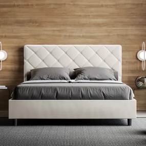 Letto matrimoniale senza rete imbottito 160x200 similpelle bianco Priya