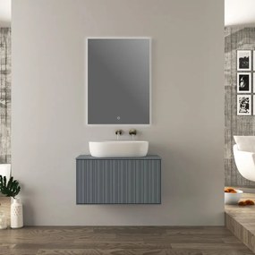 Mobile da bagno sotto lavabo BADEN HAUS DOMINO blu ghiaccio opaco L 80 x H 43 x P 46 cm 1 cassetto, lavabo non incluso