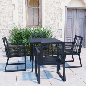 Set Da Pranzo Da Giardino 5 Pz İn Rattan Pvc Nero /