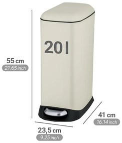 Cestino per la spazzatura color crema in acciaio con pedale 20 l Design – Wenko