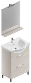 Mobile sottolavabo, lavabo e specchio con illuminazione Jnka legno larice bianco L 65 x H 75 x P 46 cm 1 vasca 2 cassetti