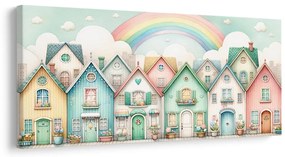 Quadro su tela – Strada da favola con allegro arcobaleno
