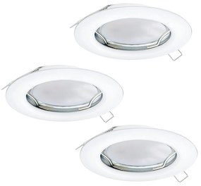 Faretto Ad Incasso Moderno Peneto In Acciaio Bianco 3 Luci Gu10 2,8W