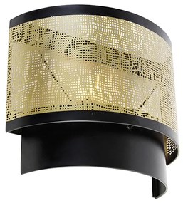 Lampada da parete vintage nera con ottone 30x25 cm - Kayleigh