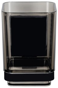 Bicchiere di plastica nero autoportante per spazzolini da denti Quadro - Wenko