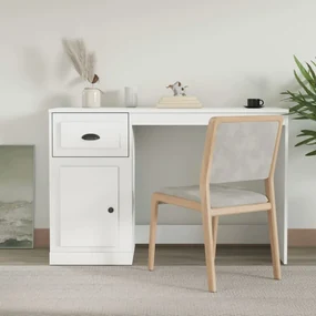 Scrivania Con Cassetto Bianca 115x50x75 Cm İn Legno Multistrato /