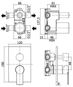 Paffoni Tango Ta018cr Miscelatore doccia Incasso Con Deviatore e 2 Uscite Cromo