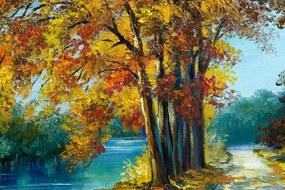 Stampa su tela – Alberi dipinti nei colori dell'autunno