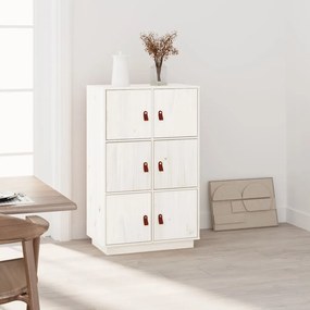 Credenza bianca 67x40x108,5 cm in legno massello di pino