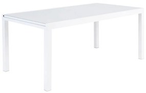 Tavolo da giardino allungabile Lyra II NATERIAL in alluminio bianco con piano in vetro  per 10 persone 180/260x96cm