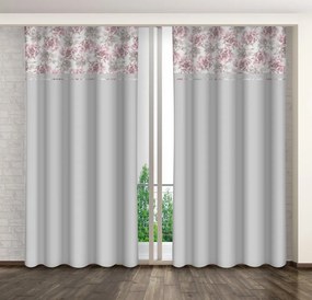 Tenda decorativa grigio chiaro con stampa di peonie rosa Larghezza: 160 cm | Lunghezza: 250 cm