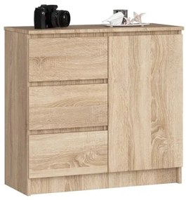 Cassettiera Credenza 80 Cm 3 Cassetti 1 Anta Artika Rovere Sonoma