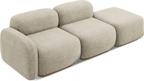 Chaise lounge componibile beige (con penisola a destra) con rivestimento in bouclé Ailani – Makamii