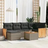 Set Divani da Giardino 7 pz con Cuscini Grigio in Polyrattan 3260268