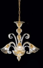 Lampadario 3 luci  cristallo/oro in vetro di Murano, 983/3 - Vetrilamp