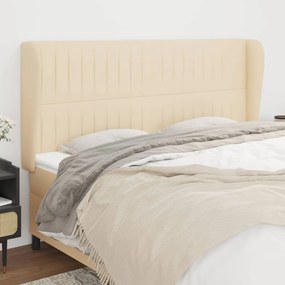 Testiera Ad Orecchio Crema 163x23x118/128 Cm İn Tessuto /