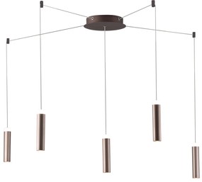 Lampadario Plafoniera Led Candle Eclettico Colore Bronzo 5 x 7W Dim 20 x 400 x 22 cm