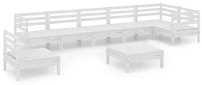 Set salotto da giardino 8 pz in legno massello di pino bianco