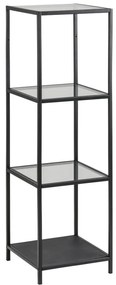 Scaffale nero in vetro 35x120 cm Seaford - Actona