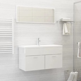 Set mobili da bagno 2 pz bianco lucido in truciolato