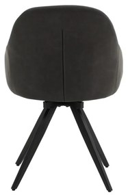 Set di sedie girevoli COVENT in similpelle antracite e gambe in metallo nero, con braccioli