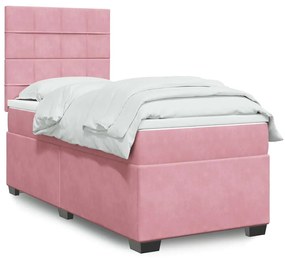 Giroletto A Molle Con Materasso Rosa 90x190 Cm İn Velluto /