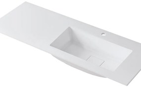 Lavabo a incasso rettangolare vasca a destra L 120.5 x H 15 x P 46 cm in resina bianco opaco