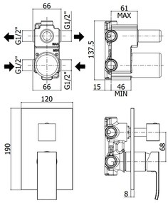 Paffoni Level Les018 Miscelatore Incasso Doccia Con Deviatore Con Piastra Abs Cromo