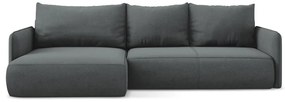 Divano angolare grigio allungabile/con contenitore (con penisola a sinistra) Nanea – Makamii