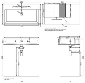 Cielo Smile lavabo 80x46 monoforo rettangolare sospeso o da appoggio con troppo pieno in ceramica lavagna