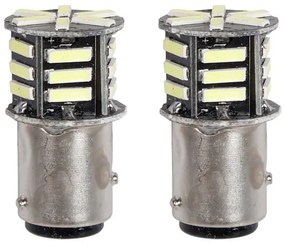 2pz Lampada Led BAZ15D S25 P21/5W 21 SMD 5730 12V 300lm 1W/2.5W Doppio Filamento Bianco Piedi Sfalsati 42mm