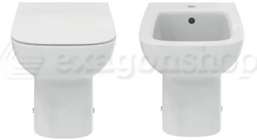 Ideal Standard I Life A coppia sanitari a pavimento bidet e Vaso RimLS+ Con Sedile Slim Rallentato Bianco Europeo T452501+T452601+T481301