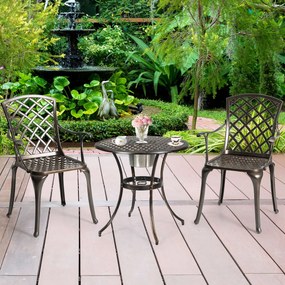 Costway Set di 2 sedie da pranzo di metallo con design cavo, Sedie multiuse con braccioli per giardino cortile piscina