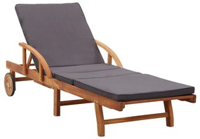 Lettino Prendisole Con Cuscino İn Legno Massello Di Acacia /