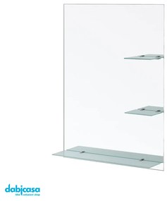 Specchio Rettangolare "Shelf" Da 60x80 Composto Da Tre Mensole Di Vetro