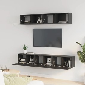 Set di mobili porta tv 5 pz nero in legno multistrato