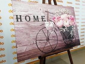 Stampa su tela – Fiori meravigliosi in vaso vintage con iscrizione