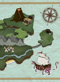 Coordonne Carta da parati panoramica Treasure Map - Mint