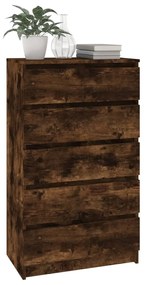 Cassettiera rovere fumo 60x36x103 cm in legno multistrato