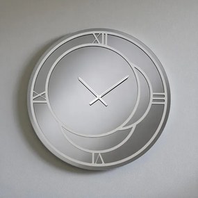 Orologio rotondo D60 cm in cristallo Fumč e dettagli Argento CAIUS