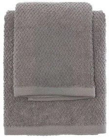 Set asciugamani bagno grigio per viso e ospite in cotone puro Spring
