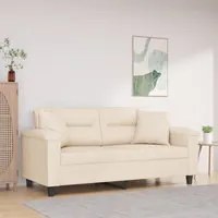 Divano a 2 Posti con Cuscini Beige 140 cm Tessuto Microfibracod mxl 99180