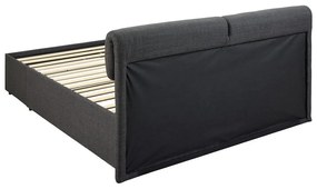 Letto matrimoniale imbottito grigio scuro con contenitore con rete inclusa 160x200 cm Calvi – Actona